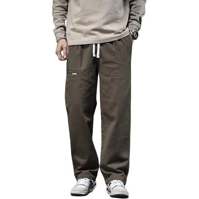 潮人榜 美式复古潮牌纯棉工装裤宽松直筒裤潮流高级感百搭男生裤子休闲裤 男女同款