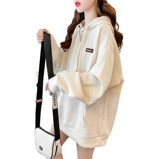 缪斯的诱惑 提花后包领长袖女韩系设计感上衣网红卫衣 女款