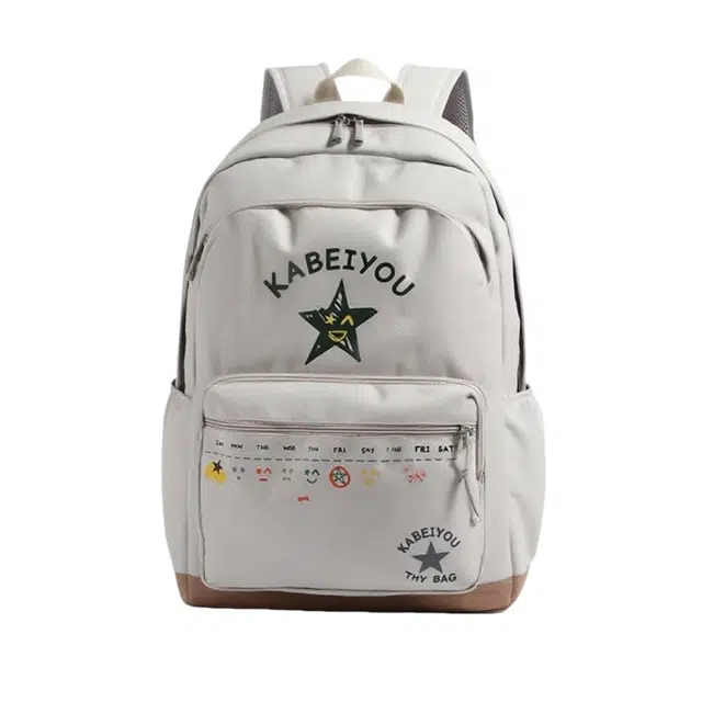 南潇湘 开学季书包大容量通勤百搭印花纯色出行背包初高中生大学生上课百搭 尼龙 双肩包 常规 男女同款情侣款 灰色/红色/绿色/粉色/黑色