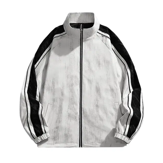 棉基因 美式高街复古条纹做旧扎染宽松简约翻领防风休闲百搭小香风夹克 男女同款