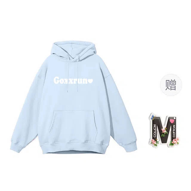 棉购 美式街头潮流爱心字母印花休闲时尚百搭宽松慵懒风长袖卫衣 女款