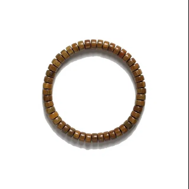 优奕芳 中式平安喜乐 福禄吉祥素圈文玩 招财纳福 直切珠#好运 绿檀 手串 男女同款情侣款