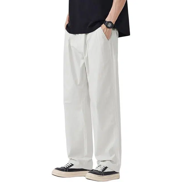 炳盛 高级感高支竹节纹理夏季宽松直筒西裤休闲裤 男女同款