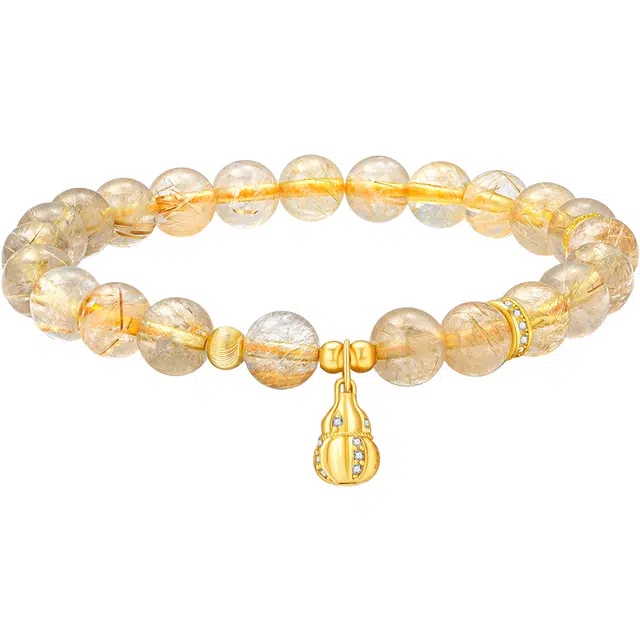 【福禄双全】 老凤祥 葫芦 轻奢时尚高级感显气质 日常通勤百搭 礼盒#好运天然 黄水晶 手串 女款