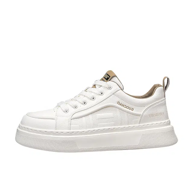 依米奴 牛皮 真皮质感 高颜值 时尚潮流 舒适百搭 日常通勤 简约 厚底增高 雅痞帅气 小众个性 低调 透气耐磨减震增高防水 低帮 板鞋 男款