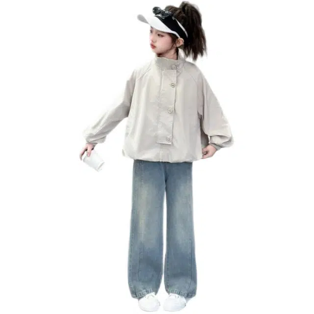 天才小熊休闲运动套装 女童春秋季韩版大童潮牌小孩衣服 小女孩短袖洋气时髦 舒适帅气轻便