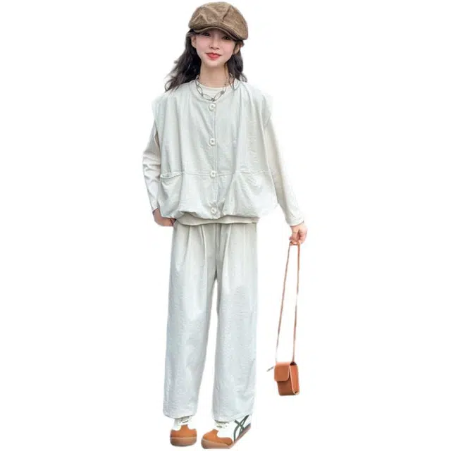 比比我休闲运动套装  女童春秋季韩版时尚大童潮牌小孩衣服 小女孩短袖洋气时髦 舒适帅气轻便