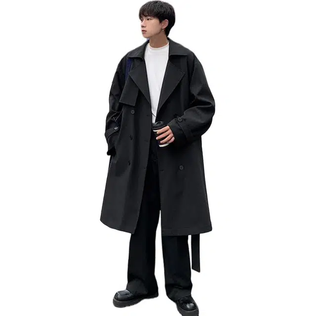木林森 复古经典廓形高级感气质宽松双排扣中长款风衣 男女同款