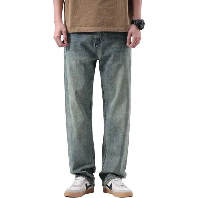 帝狼牛 高街锥型百搭休闲宽松直筒水洗牛仔裤 男女同款