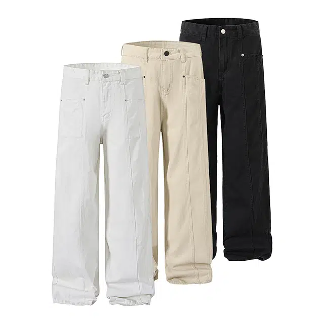 欧路得 工装女男春季宽松垂感显瘦休闲裤美式直筒百搭阔腿裤子牛仔裤 男款