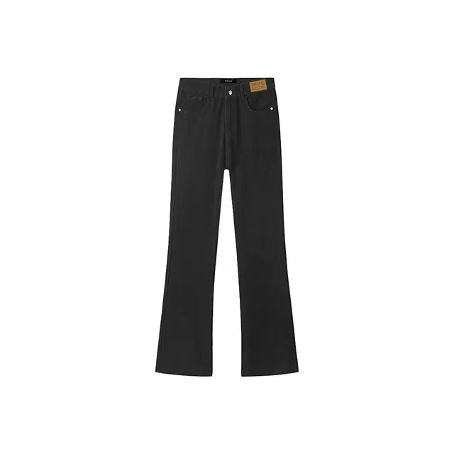 物质公式 巴黎微喇弯刀裤美式高街复古做旧水洗废土风纯色黑色基础款宽松百搭休闲直筒阔腿垂感弹力显瘦窄版薄款凉感烟灰色牛仔裤 男女同款