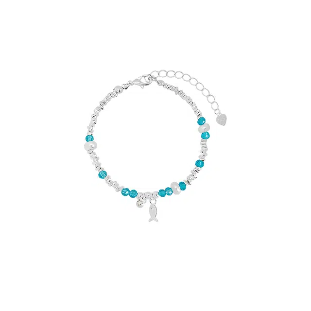 希遇 碎银鱼溯蓝色叠戴小众轻奢精致简约百搭 合金 手链 男女同款情侣款