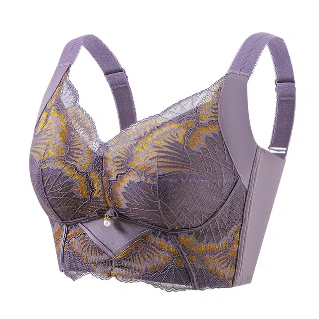 芬腾 大胸显小调整型聚拢内衣大码全罩杯防下垂收副乳高级感舒适透气蕾丝文胸 女款