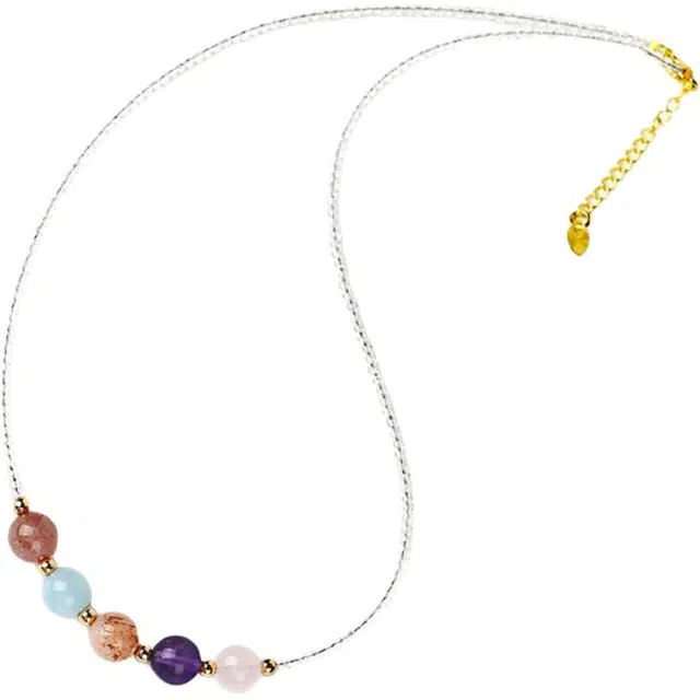 遇点 时尚气质锁骨链 #好运轻奢风百搭优雅华丽简约小众高级感设计小巧项饰品天然 白水晶 项链 女款