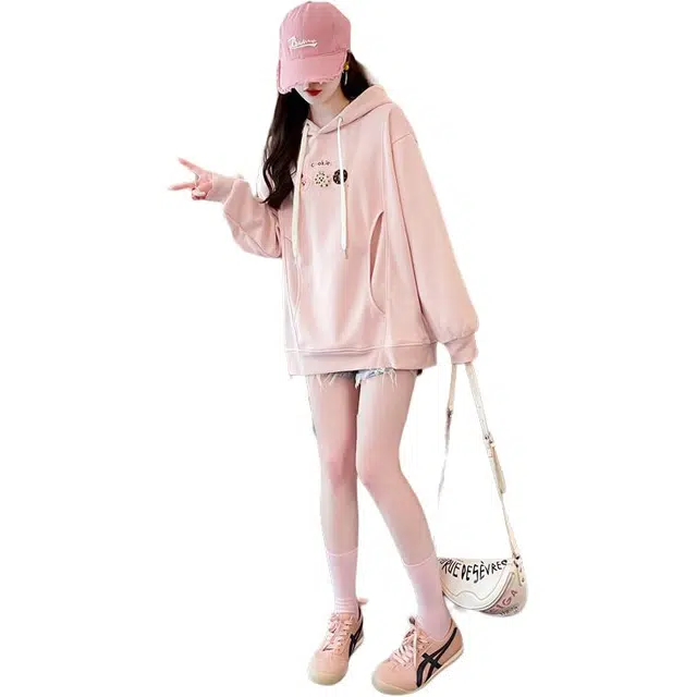 沐晓欣 连帽薄款卡通卫衣 女款