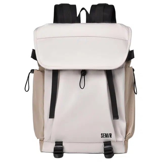 森马 可套拉杆箱胸前可固定背包外出通勤 牛津纺 双肩包 男女同款情侣款 军绿色/黑色/米白色