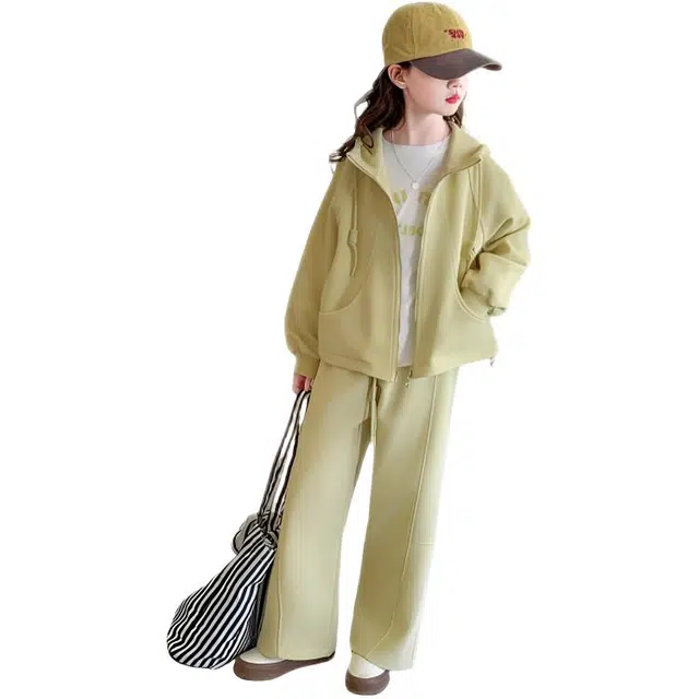 比比我休闲运动套装  女童春秋季连帽外大童潮牌小孩衣服 小女孩长袖洋气时髦 舒适帅气轻便