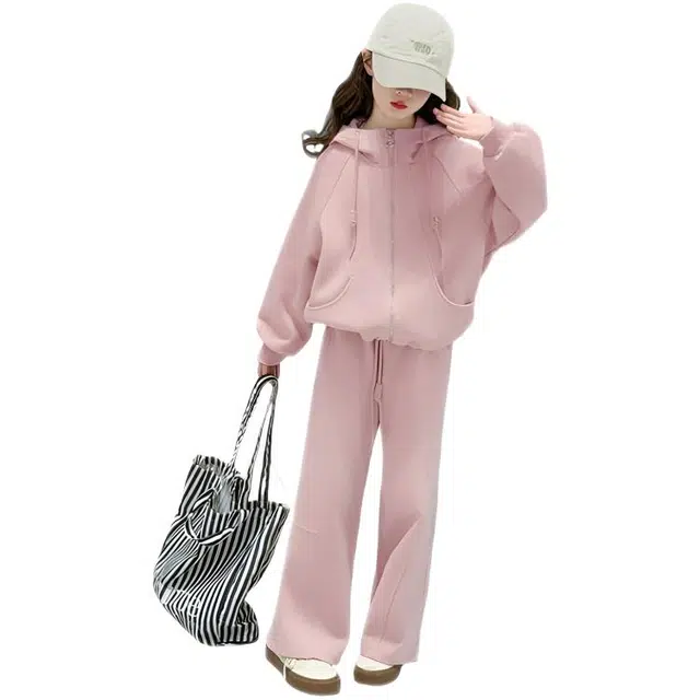 天才小熊休闲运动套装 女童春秋季连帽外套大童潮牌小孩衣服 小女孩长袖洋气时髦 舒适帅气轻便