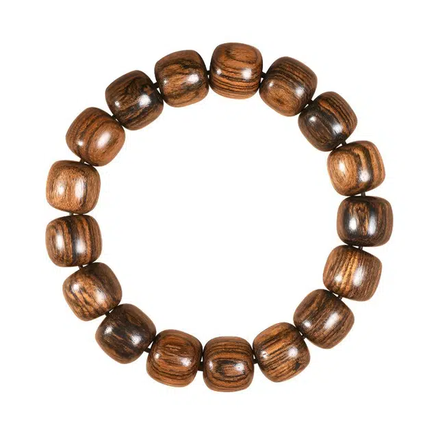 钵提 新中式国潮老型虎皮斑纹简约素圈绕指柔古风高密文玩#好运 檀木 手串 男女同款情侣款