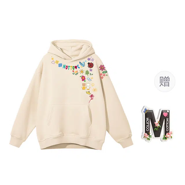 棉购 加绒加厚美式宽松慵懒风上衣百搭潮流印花学生卫衣 女款