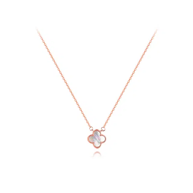 【纯银999】 六桂福珠宝 四叶草 经典百搭小众设计高级感学生日常精致简约轻奢转运约会通勤温柔气质可调节锁骨链 足银 项链  女款