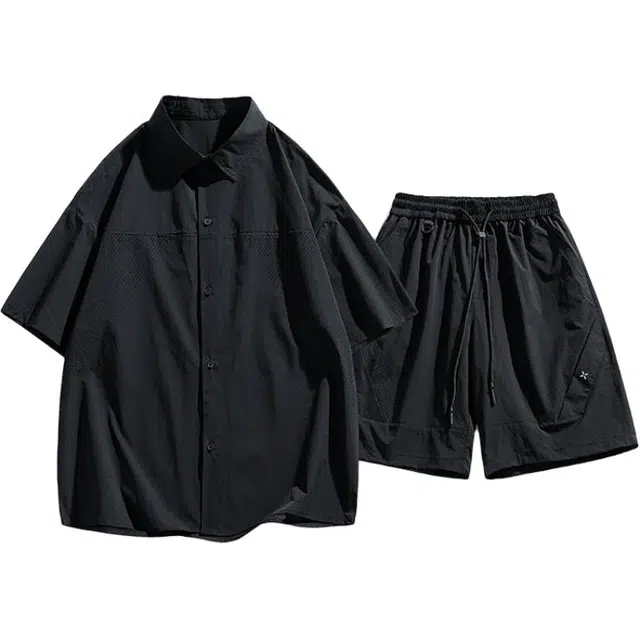 金盾 时尚休闲潮流短袖短裤衬衫套装 男款