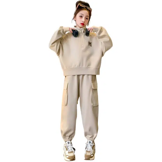比比我休闲运动套装   女童春秋季全棉复合大童潮牌小孩衣服 小女孩短长袖洋气时髦 舒适帅气轻便