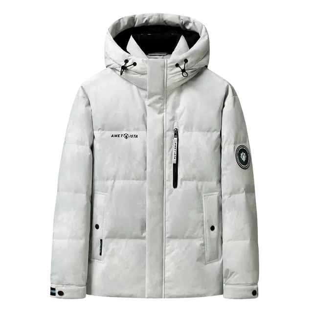 鸭鸭 紫钻系列 中青年时尚韩版潮流百搭短款连帽外套户外运动防风保暖休闲面包羽绒服 男女同款