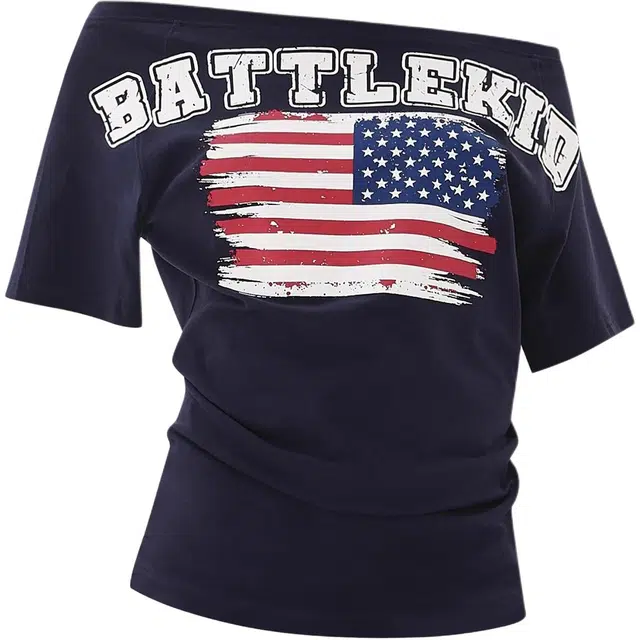 Fusheng American Street Flag Off-Shoulder Tee