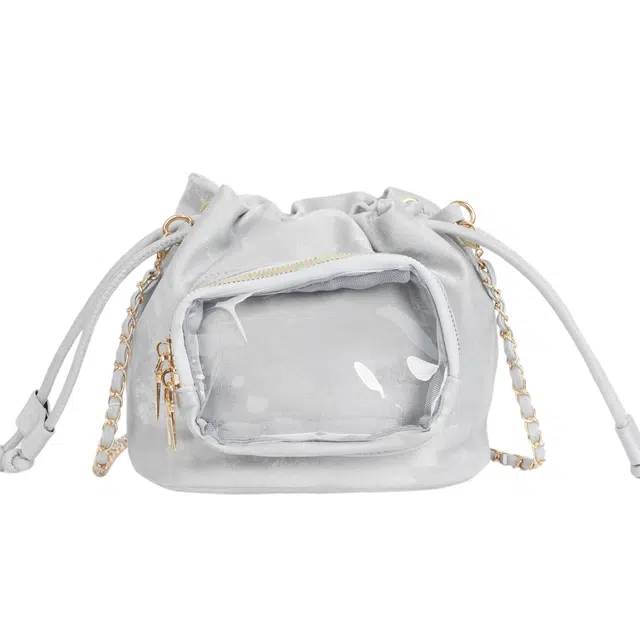 捷朗仕 学院风透明吧唧时尚二次元百搭斜挎包 尼龙布 痛包 中号 女款 多色