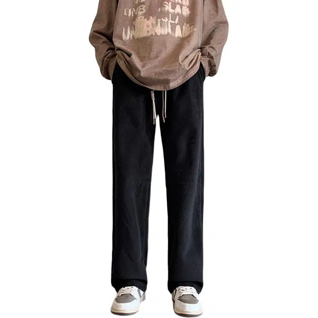 佐菲利 美式宽松长裤潮牌肌理感纯色百搭直筒裤高级时尚裤休闲裤 男女同款