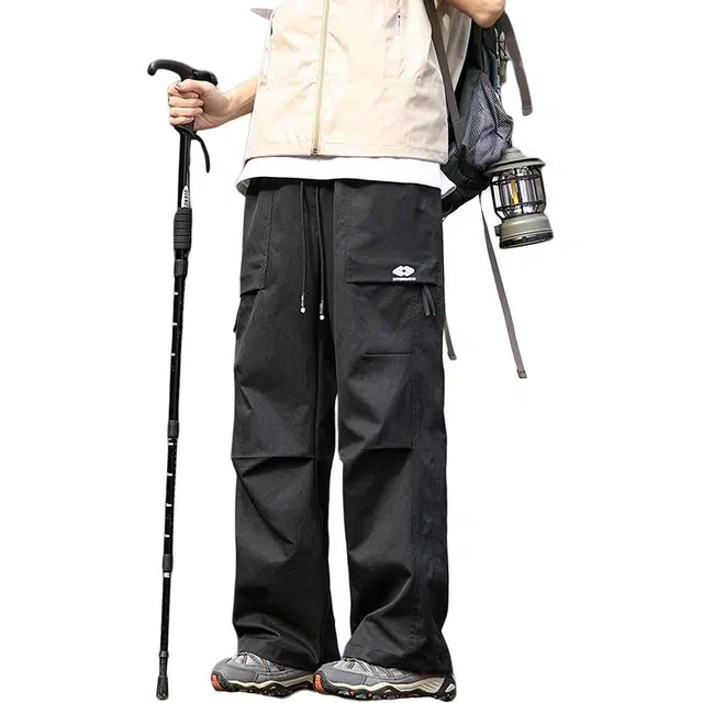 金盾 夏季阔腿工装裤薄款冰丝宽松直筒休闲裤 男款