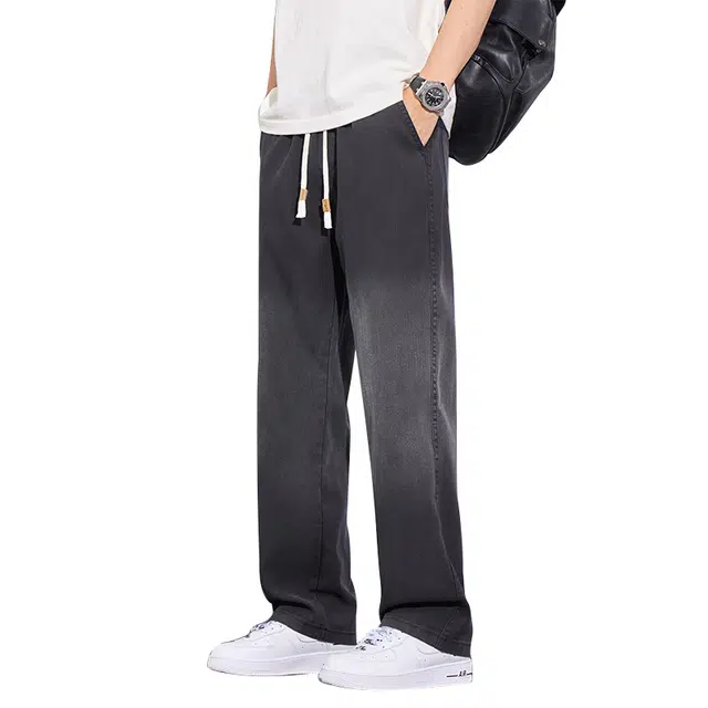 炳盛 直筒薄款潮牌垂感休闲牛仔裤 男女同款