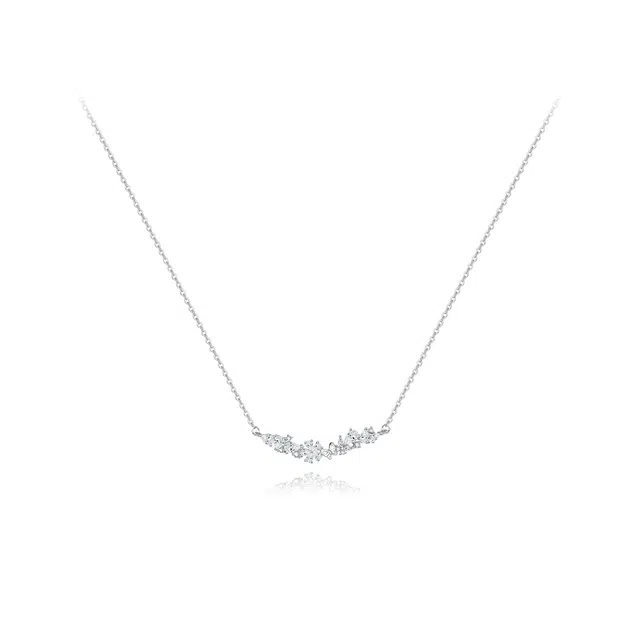 【纯银999】 六桂福珠宝 紫藤花开 小众设计百搭经典高级感学生日常精致简约轻奢转运约会通勤温柔气质可调节锁骨链 足银 项链 女款