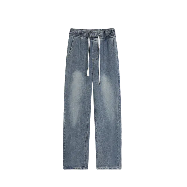 隐狼世家 复古男潮牌宽松水洗百搭直筒休闲阔腿裤牛仔裤 男款