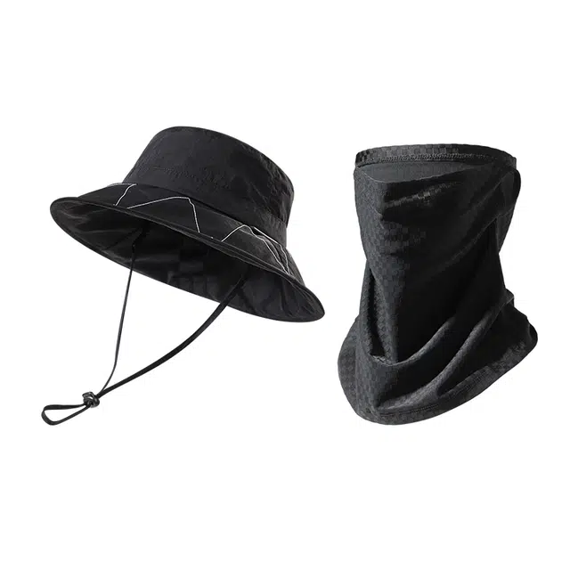 南极人 速干遮阳帽子户外钓鱼露营旅游登山帽大帽檐显脸小休闲百搭太阳帽防晒面罩遮全脸护颈脖套冰丝透气 轻薄款 渔夫帽 男女同款情侣款