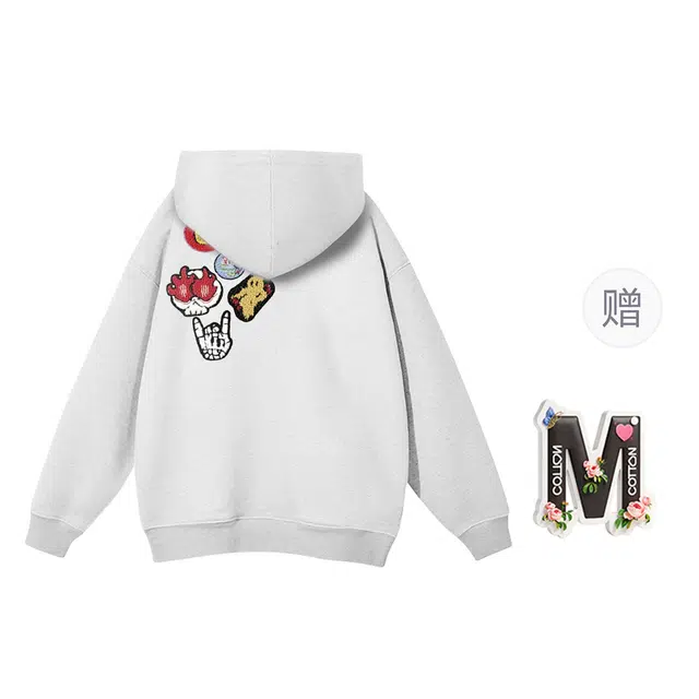 棉购 潮流美式连帽秋冬季设计感卡通印花大码加绒加厚宽松重磅卫衣 男女同款