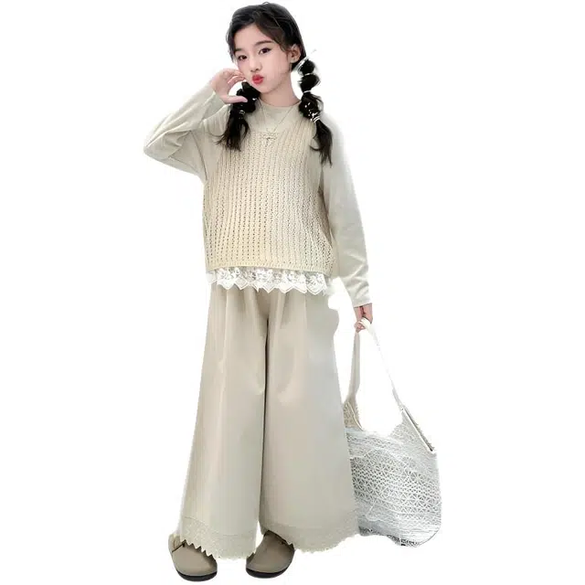 比比我休闲运动套装  女童春秋季马甲大童潮牌小孩衣服 小女孩长袖洋气时髦 舒适帅气轻便