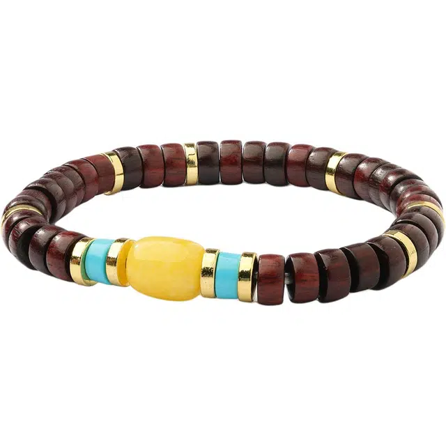 三檀小舍 国风国潮隔片珠霸气招财好运平安高级气质轻奢小众设计礼盒 檀木 手串 女款