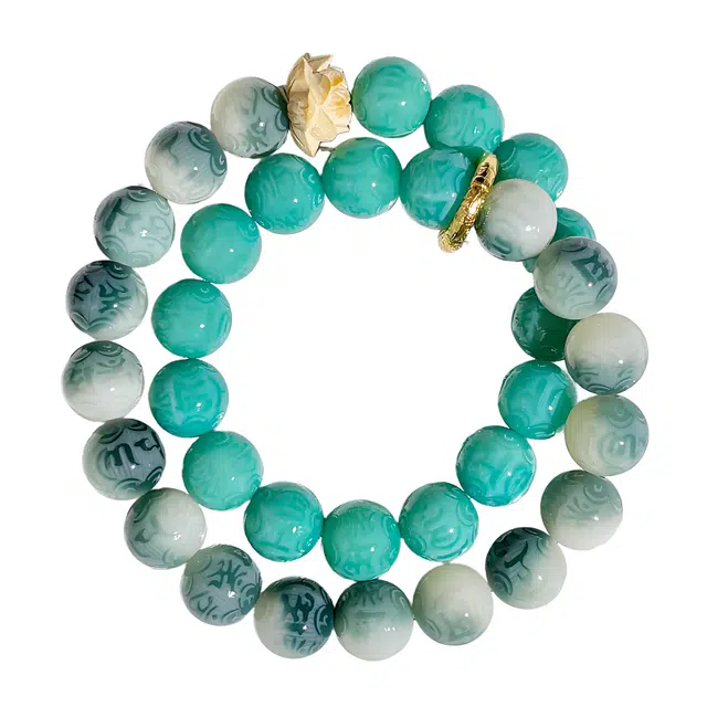 物㯖 六字箴言双圈莲花轻奢高级感多巴胺出游新宠时尚百搭气质出街神器国潮新中式掌心禅意#好运 菩提根 手串 男女同款情侣款