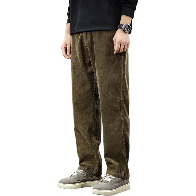 前进牛 美式经典复古小香风潮牌极简侘寂高端灯芯绒宽松情侣高级纯棉感阔腿垂感直筒裤重磅潮流裤子休闲裤 男女同款