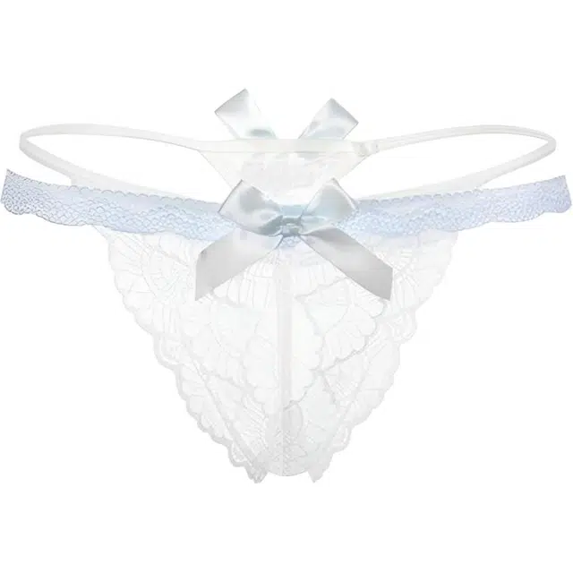 秀黛 蝴蝶结交叉美臀绑带舒适低腰纯欲性感蕾丝绳子丁字裤 女款