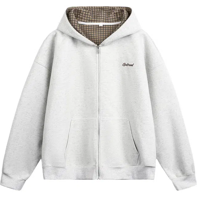 金盾 卫衣休闲潮牌字母刺绣连帽夹克外套 男款