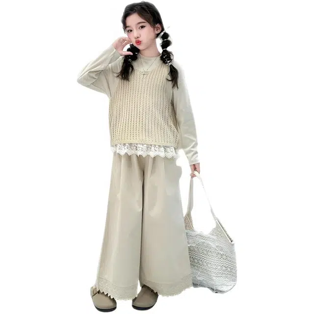 天才小熊休闲运动套装 女童春秋季马甲大童潮牌小孩衣服 小女孩长袖洋气时髦 舒适帅气轻便