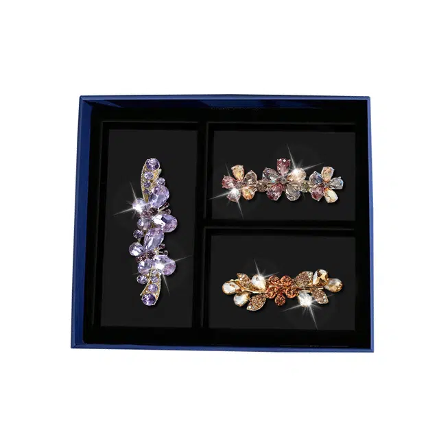 缔晶 轻奢闪耀法式后脑勺弹簧夹套装 优雅百搭高级通勤风发饰 合金 发夹 女款