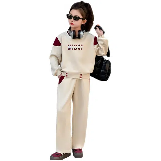 天才小熊休闲运动套装 女童春秋季绣花字母大童潮牌小孩衣服 小女孩长袖洋气时髦 舒适帅气轻便