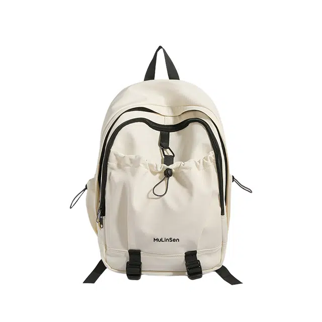 木林森 森系简约休闲风大容量初高中大学生上课通勤防泼水轻便电脑背包 尼龙 双肩包 男女同款情侣款 多色