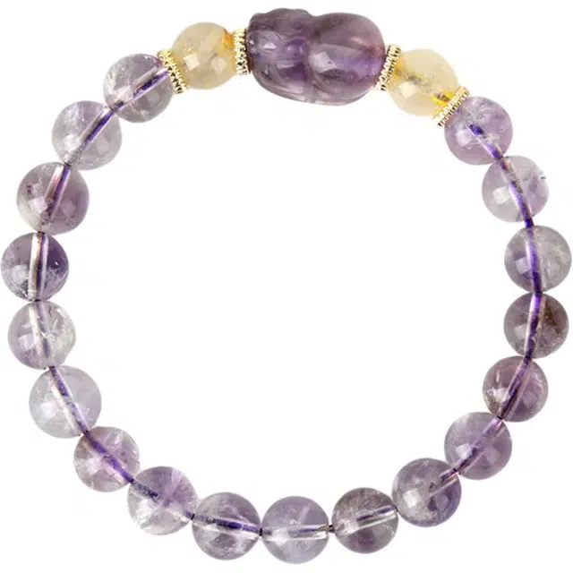 遇点 貔貅 #好运新中式国潮复古清新可爱气质小众高级感设计手饰品 日常表白天然 紫水晶 手串 女款