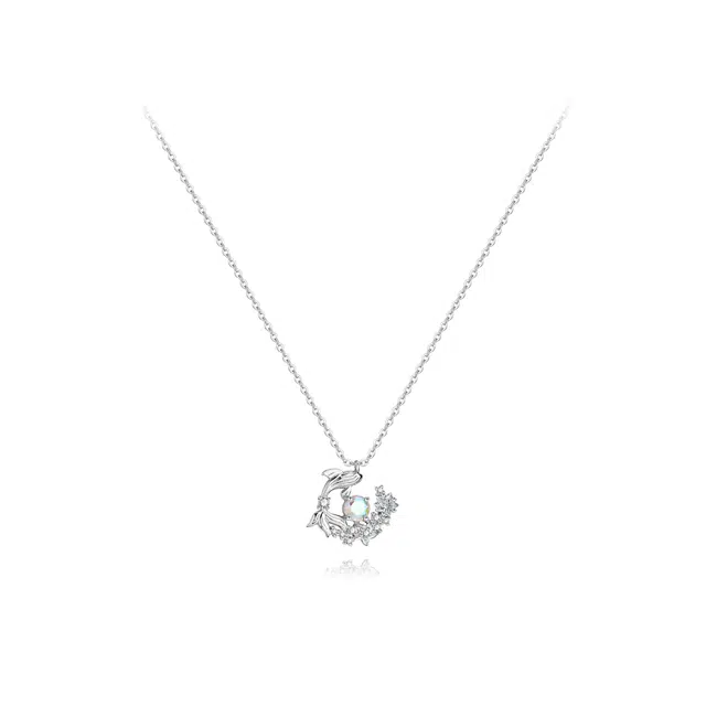 【纯银999】 六桂福珠宝 鲸梦入海 小众设计经典百搭高级感学生日常精致简约轻奢转运约会通勤温柔气质可调节锁骨链 足银 项链 女款