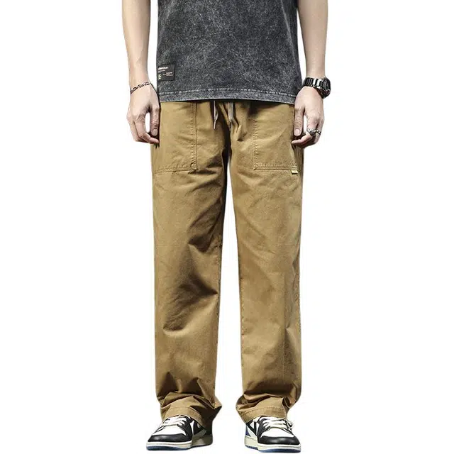 潮人榜 美式机能工装裤男款夏季潮牌高街耐磨纯棉直筒男裤运动裤子休闲裤 男女同款